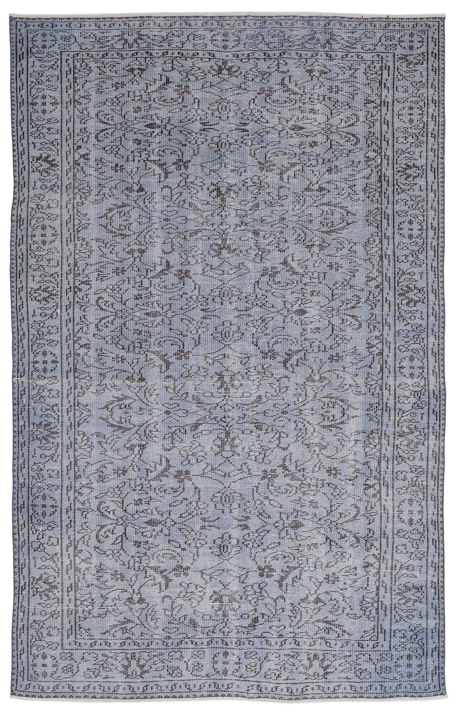 Mavi Anadolu Eskitme Geometrik Yün Halı 174x272 - Özel Seri