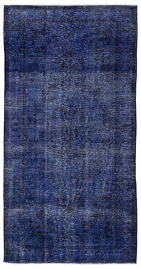 Vintage Orientteppich in Marineblau mit Medaillon 147x287 cm