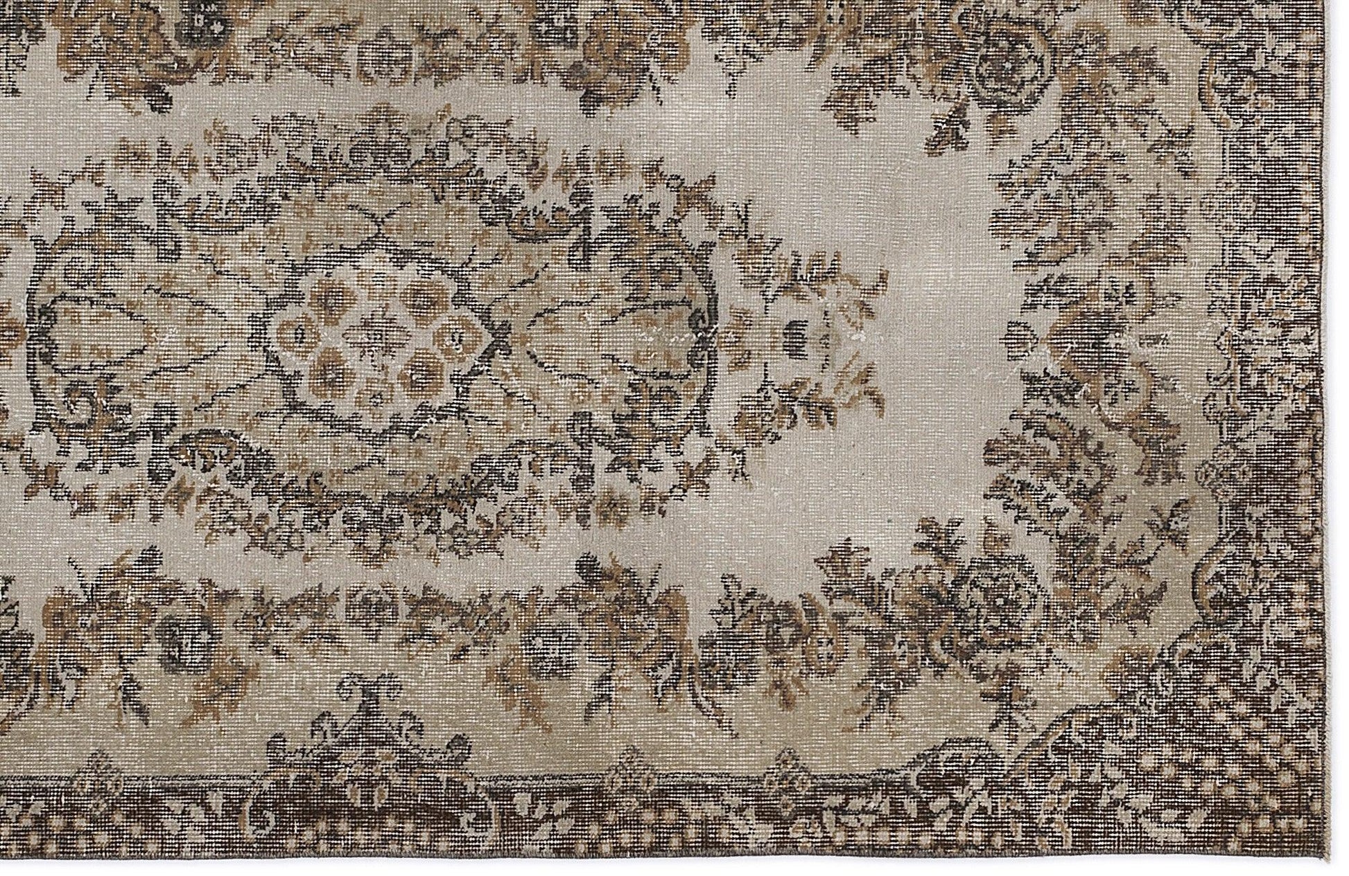 Bej Anadolu Eskitme Madalyonlu Yün Halı 110x206 - Özel Seri