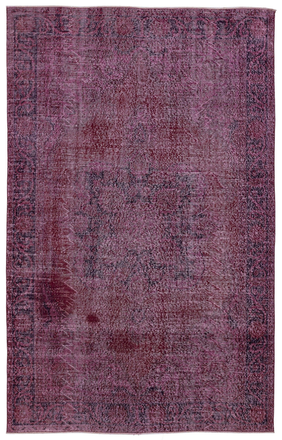 Kırmızı Anadolu Eskitme Geometrik Yün Halı 186x293 - Özel Seri