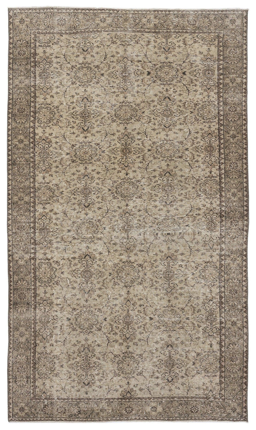 Bej Anadolu Eskitme Geometrik Yün Halı 169x288 - Özel Seri