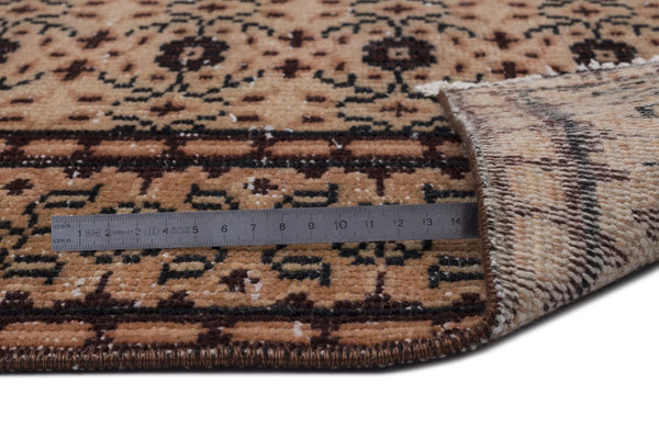 Bej Siyah Anadolu Geometrik Çiçekli Yün Halı 171x275 - Özel Seri