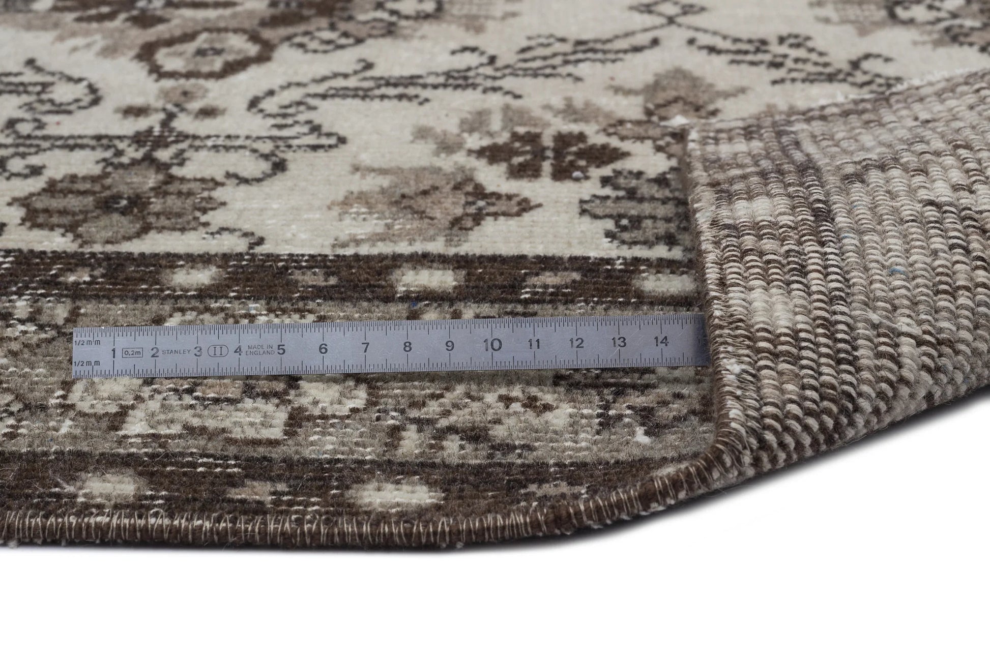 Bej Anadolu Eskitme Geometrik Yün Halı 152x246 - Özel Seri