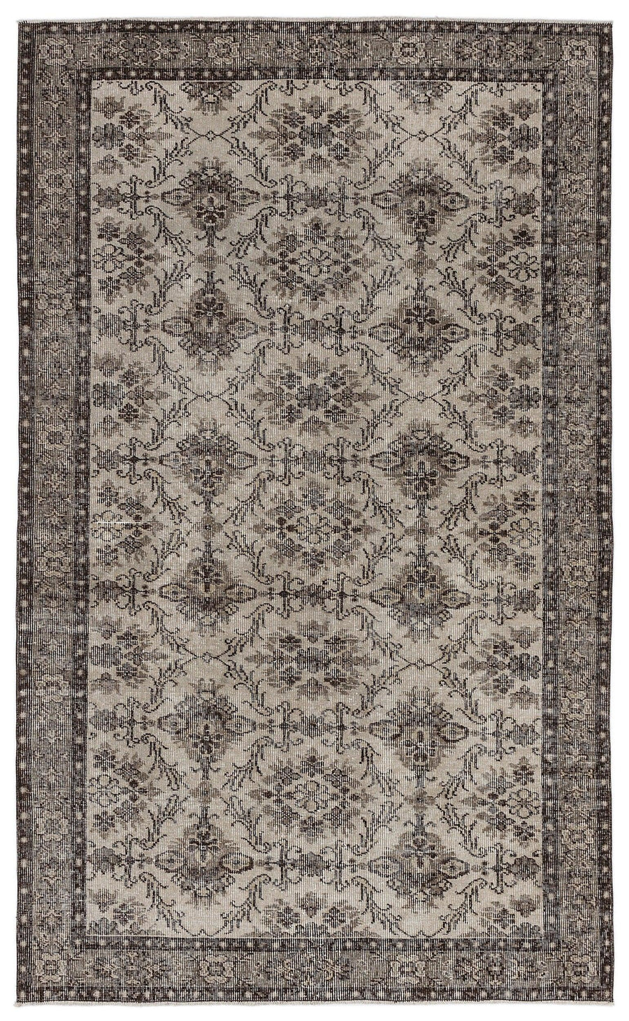 Bej Anadolu Eskitme Geometrik Yün Halı 152x246 - Özel Seri