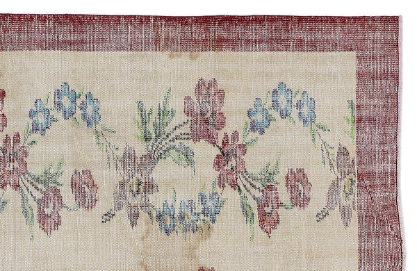 Krem Isparta Çiçekli Yün Halı 169x264 - Özel Seri