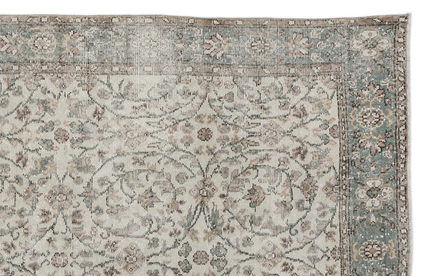 Bej Anadolu Eskitme Çiçekli Yün Halı 167x300 - Özel Seri