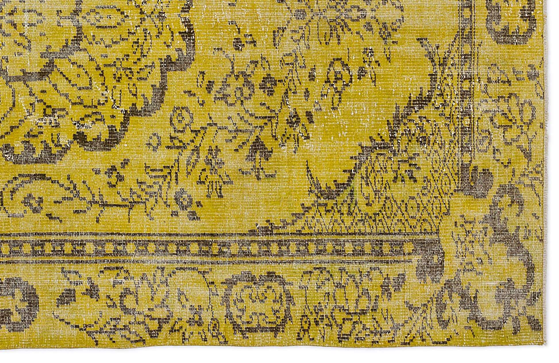 Atina Sarı Eskitme Yün El Dokuma Halısı 164 x 276 Apex Unique