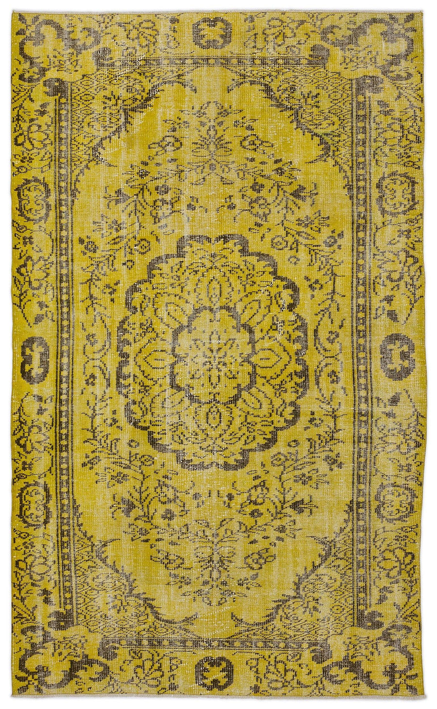 Sarı Bohem Eskitme Yün Halı 164x276