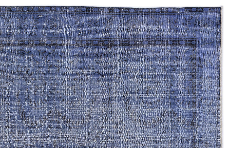 Abstract Blue and Navy Hand-Knotted Wool Rug 173x287 cm (5'8" x 9'5") – in the living room