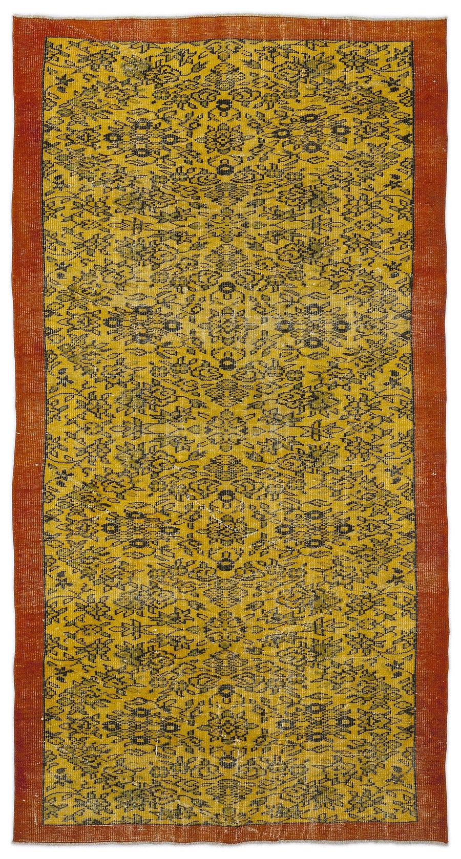Sarı Bohem Eskitme Yün Halı 143x275