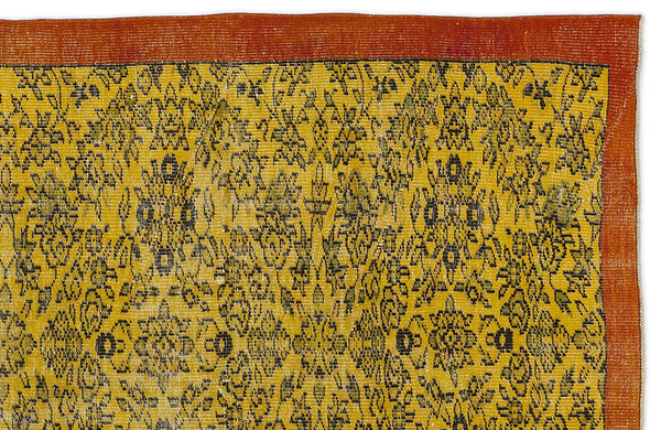 Sarı Bohem Eskitme Yün Halı 143x275