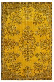 Atina Sarı Eskitme Yün El Dokuma Halısı 208 x 313 Apex Unique