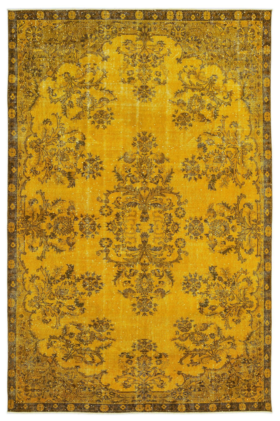 Sarı Bohem Eskitme Yün Halı 208x313