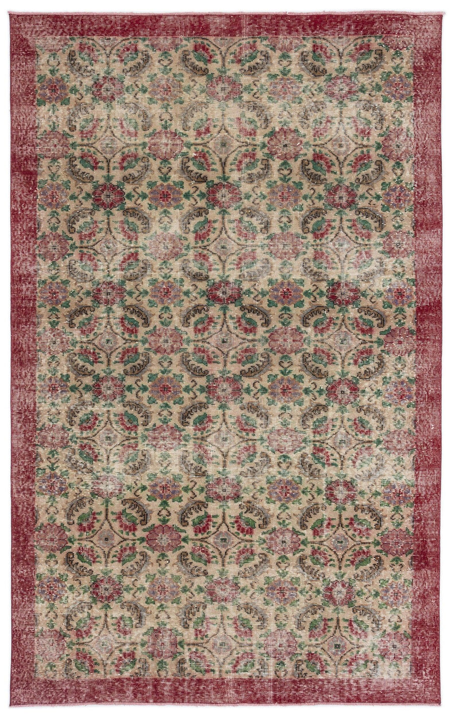 Krem Anadolu Çiçekli Yün Halı 166x286 - Özel Seri