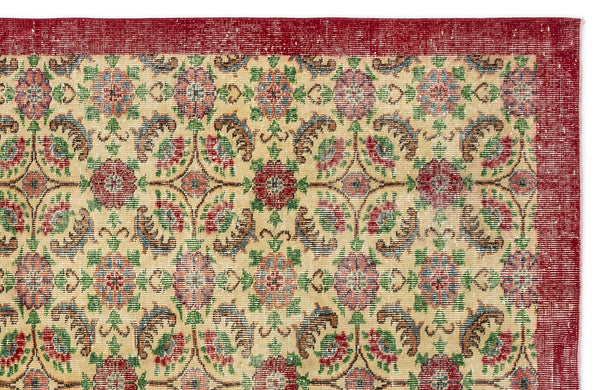 Krem Anadolu Eskitme Geometrik Yün Halı 176x291 - Özel Seri