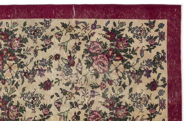 Krem Isparta Klasik Çiçekli Yün Halı 176x275 - Özel Seri