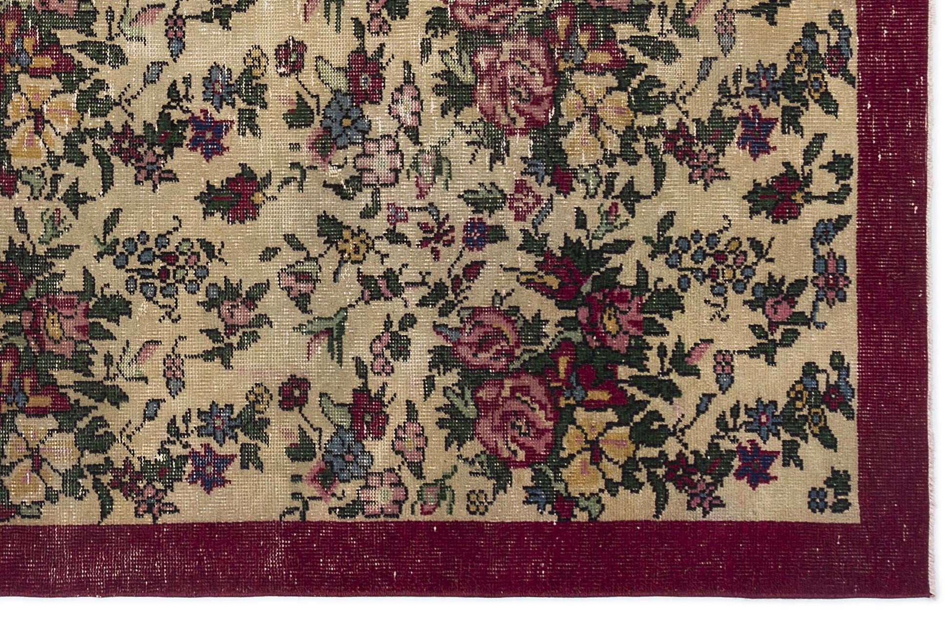 Atina Krem Eskitme Yün El Dokuma Halısı 176 x 275 Apex Unique