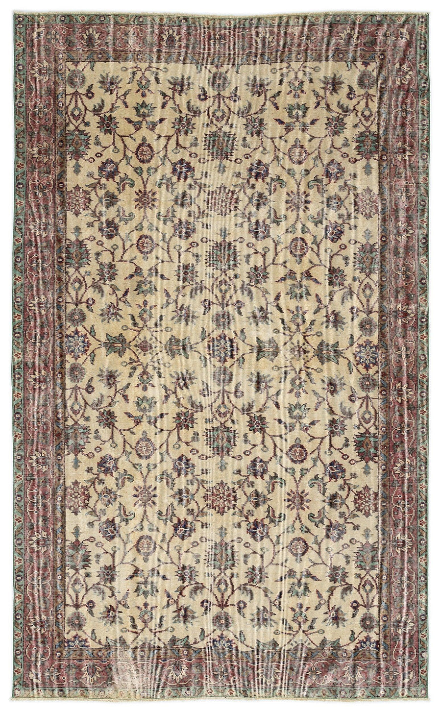 Bej Anadolu Geometrik Çiçekli Yün Halı 160x264 - Özel Seri