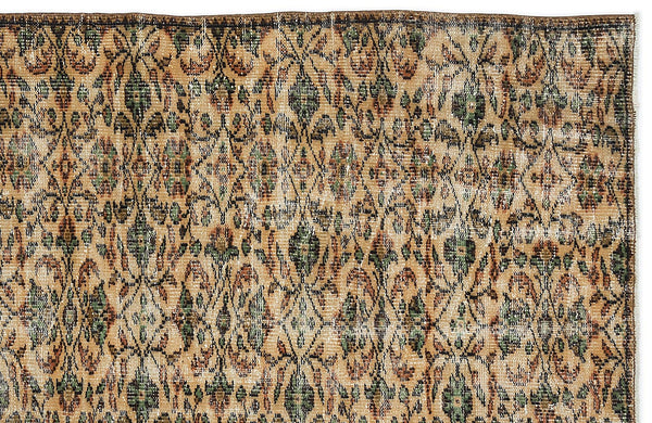 Krem Anadolu Eskitme Geometrik Yün Halı 134x225 - Özel Seri