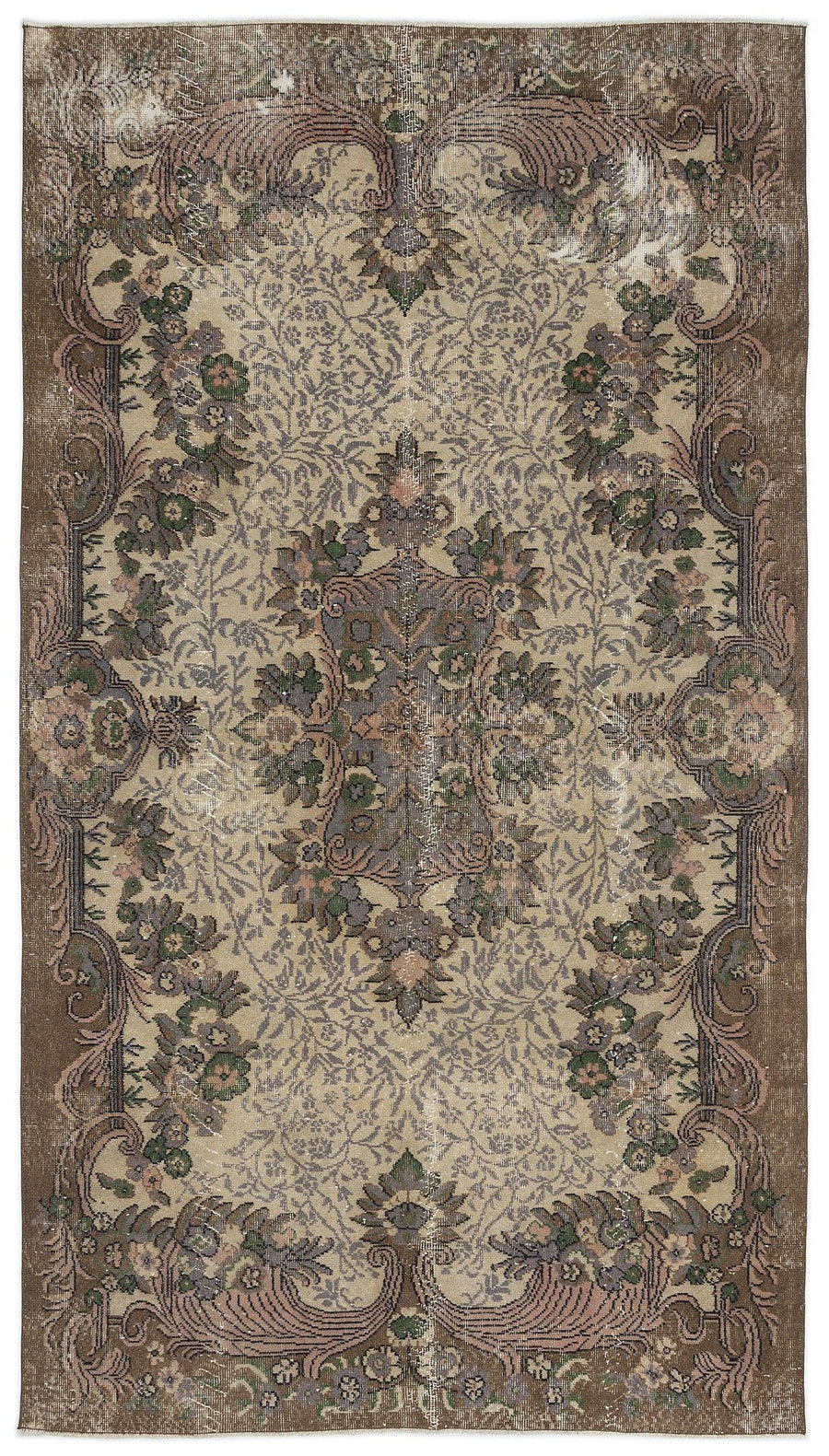 Krem Anadolu Çiçekli Yün Halı 165x300 - Özel Seri