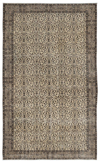 Beige & Brown Floral Hand-Knotted Wool Rug 170x287 cm (5'7" x 9'5")
