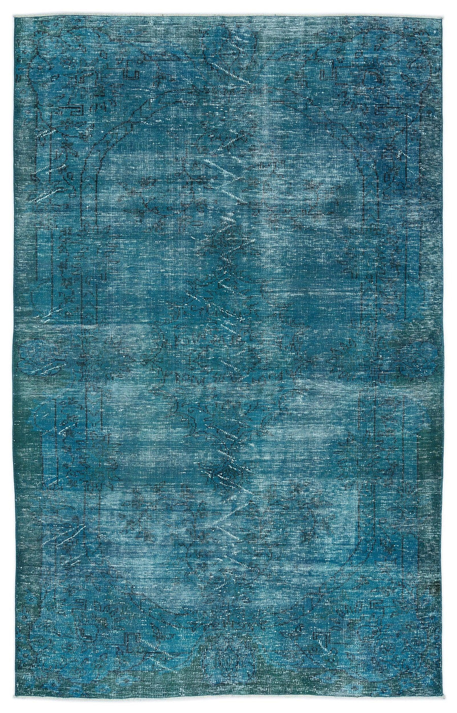 Beyaz Gri Bohem Eskitme Yün Halı 185x300