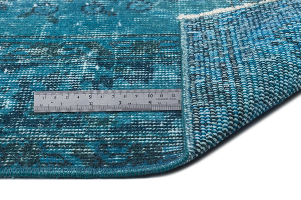 Gri Mavi Bohem Eskitme Yün Halı 181x295
