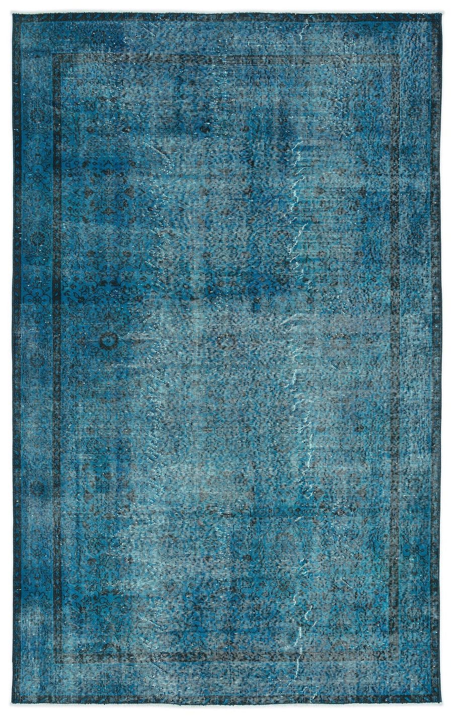 Lacivert Mavi Bohem Eskitme Yün Halı 177x285