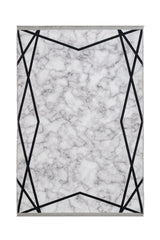 White Black Modern Geometric Living Room Rug - Cotton
