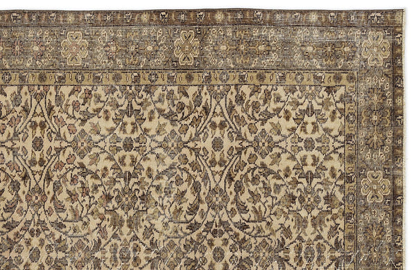 Bej Anadolu Eskitme Geometrik Yün Halı 163x254 - Özel Seri