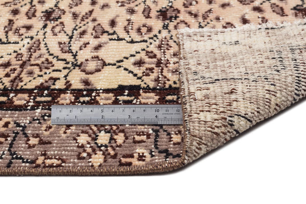 Bej Anadolu Eskitme Çiçekli Yün Halı 157x267 - Özel Seri