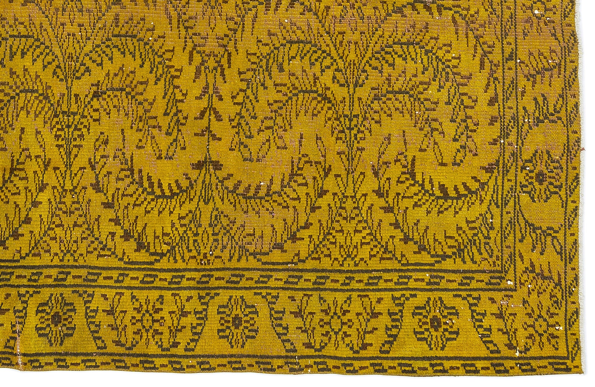 Atina Sarı Eskitme Yün El Dokuma Halısı 180 x 266 Apex Unique