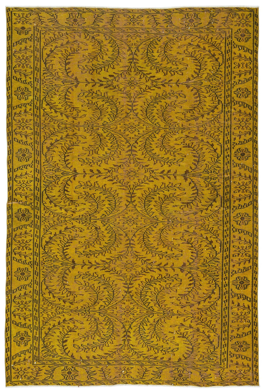 Sarı Bohem Eskitme Yün Halı 180x266