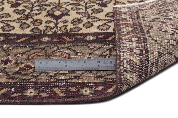 Bej Anadolu Eskitme Çiçekli Yün Halı 146x253 - Özel Seri