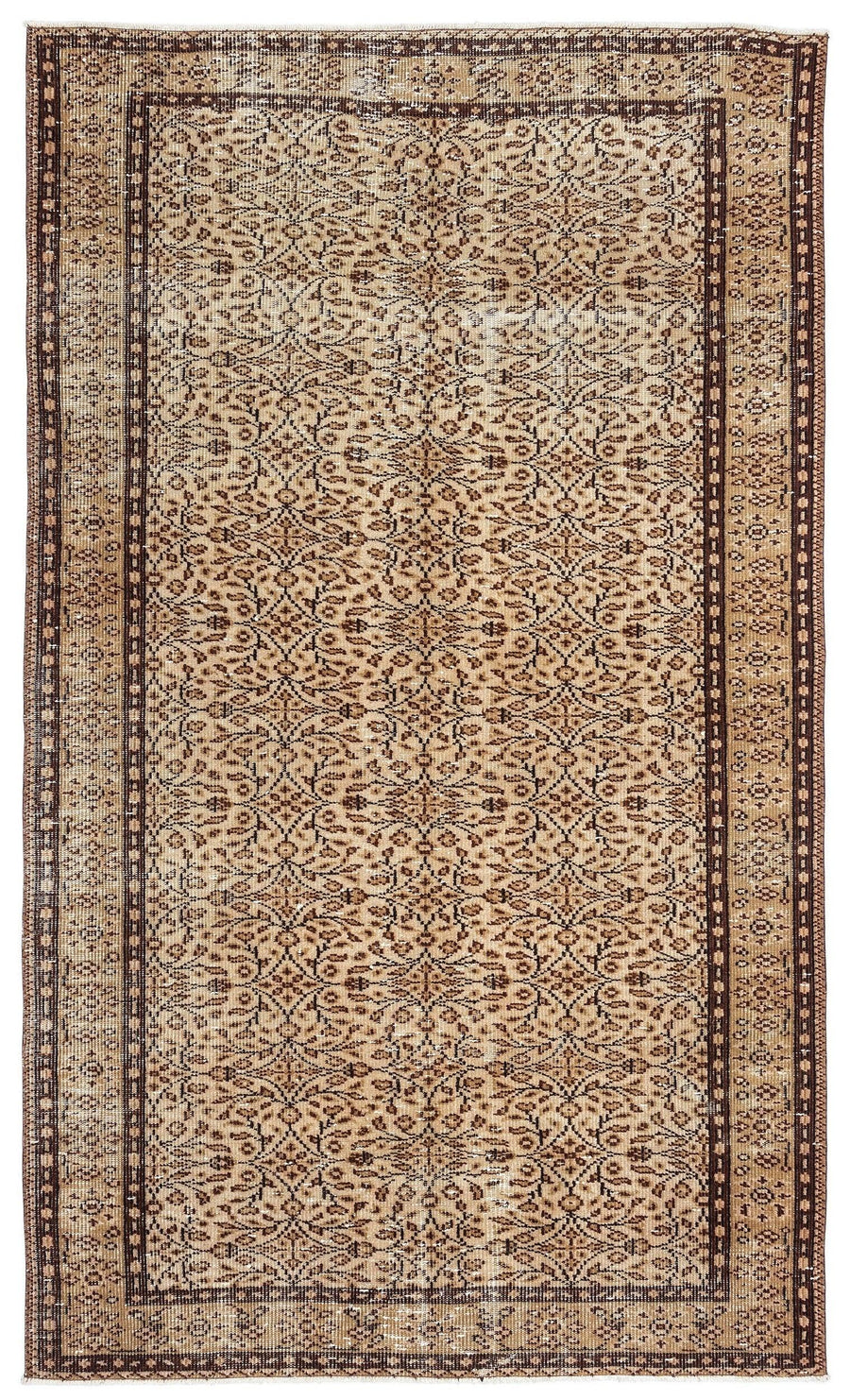 Bej Anadolu Eskitme Geometrik Yün Halı 157x263 - Özel Seri
