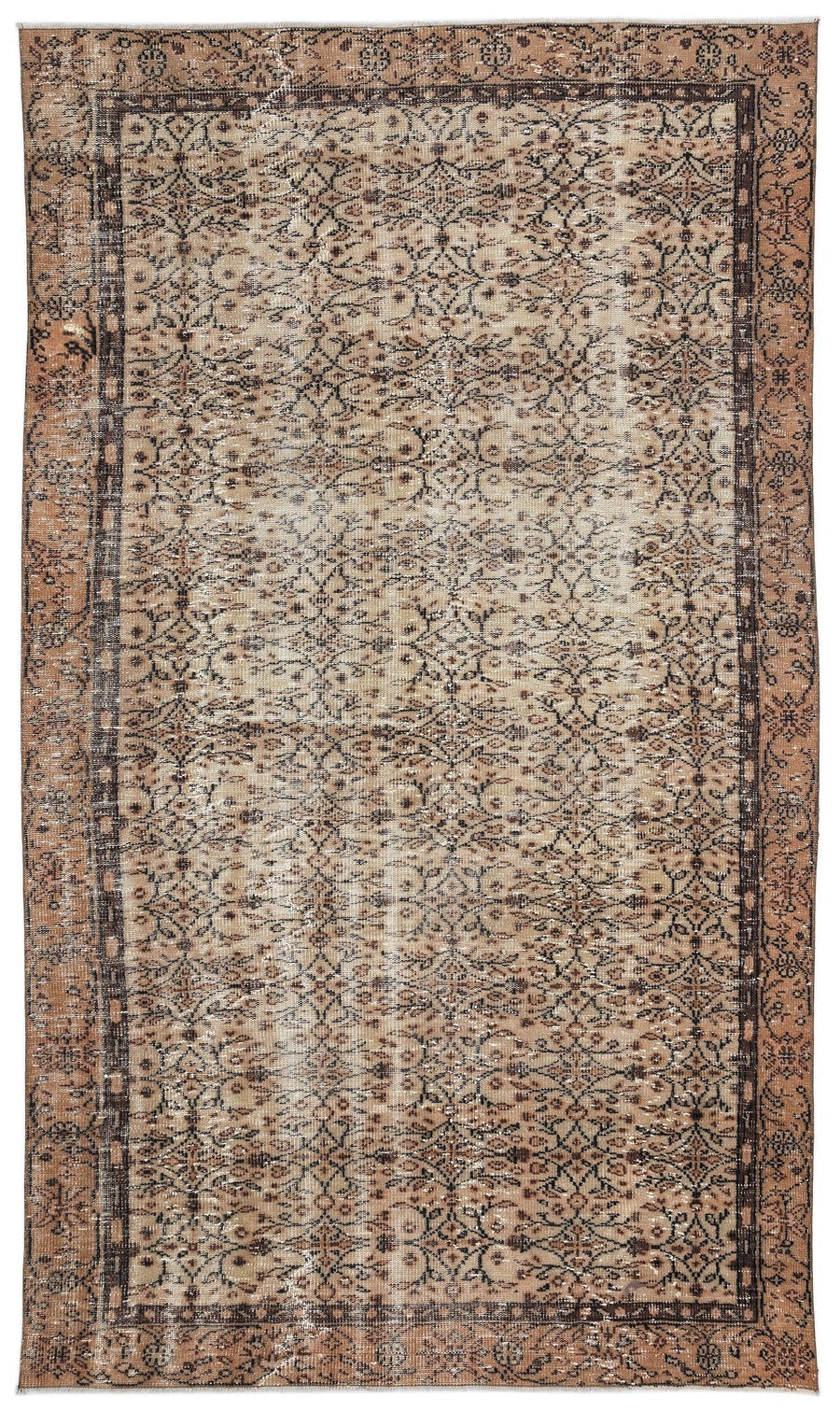 Bej Gri Anadolu Çiçekli Yün Halı 175x293 - Özel Seri