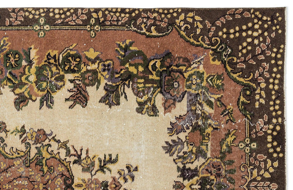 Bej Anadolu Eskitme Madalyonlu Yün Halı 174x308 - Özel Seri