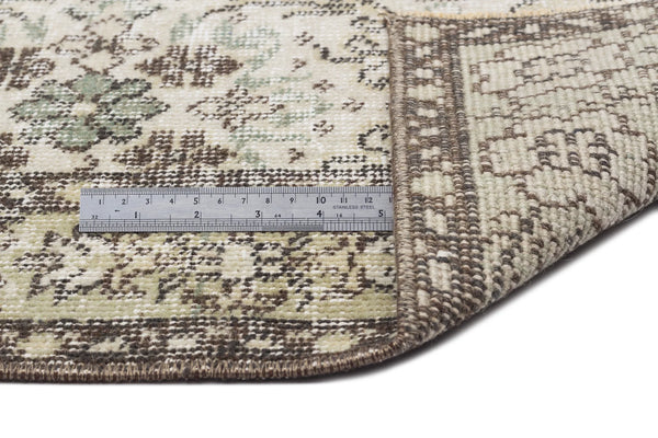 Bej Anadolu Eskitme Çiçekli Yün Halı 144x245 - Özel Seri