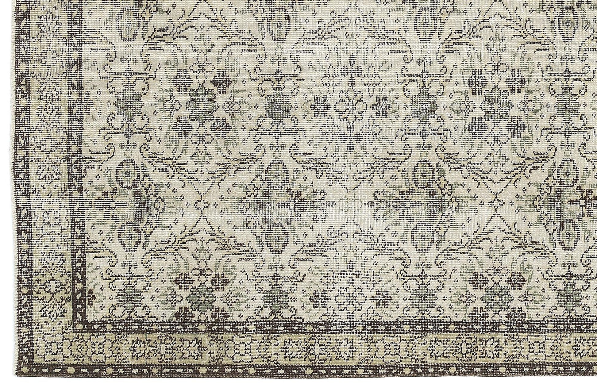 Bej Anadolu Eskitme Çiçekli Yün Halı 144x245 - Özel Seri
