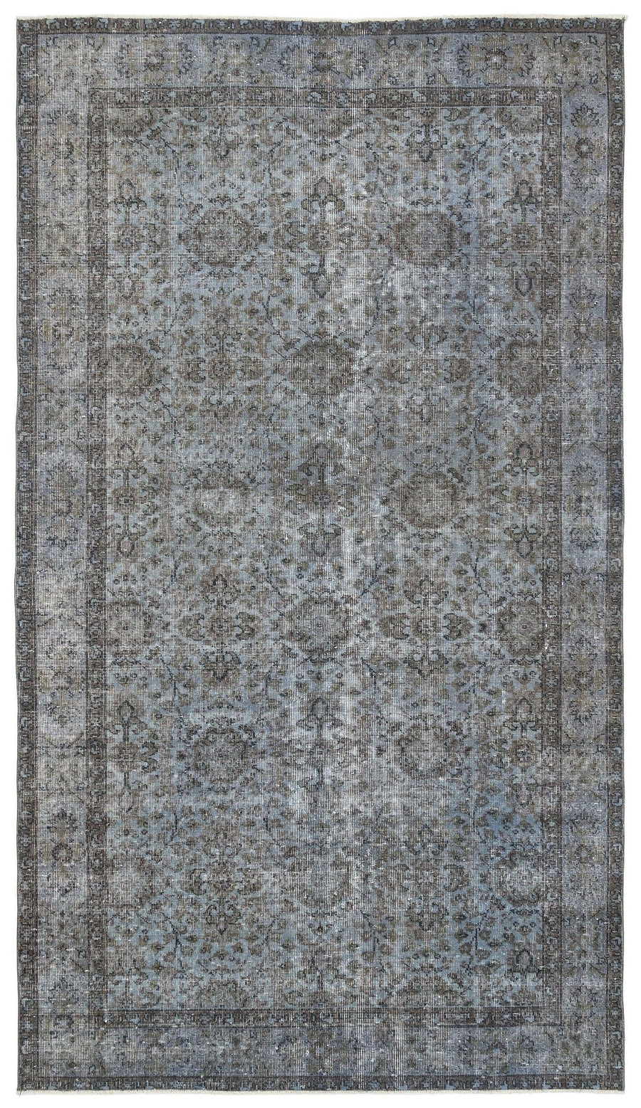Mavi Anadolu Çiçekli Yün Halı 163x291 - Özel Seri