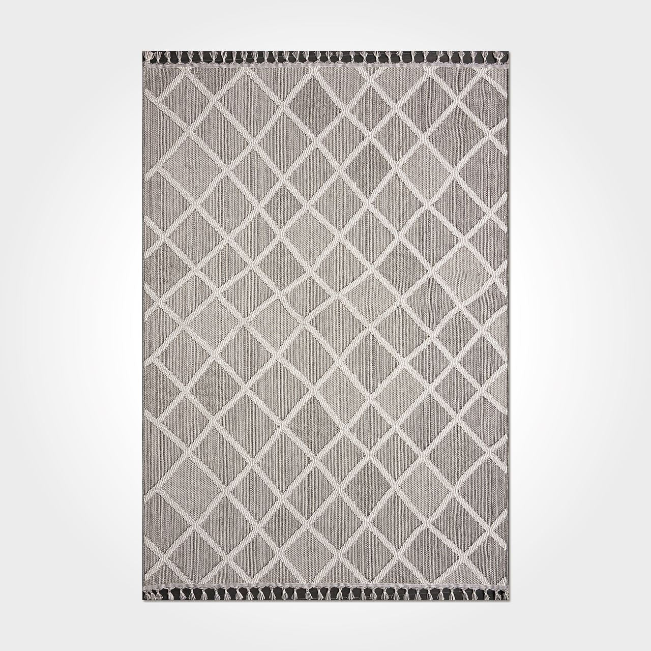 Zahra Gri Geometrik Polyester Makine Halısı Crea