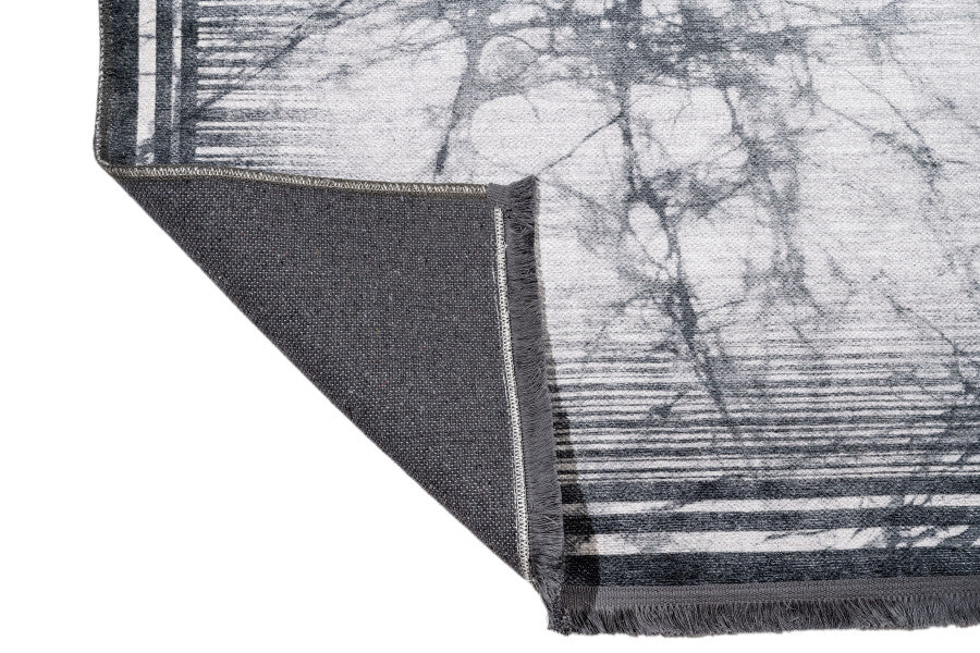 Bloke Gri Mermer Pamuk ve Şönil Dijital Baskı Halı Pia Monte