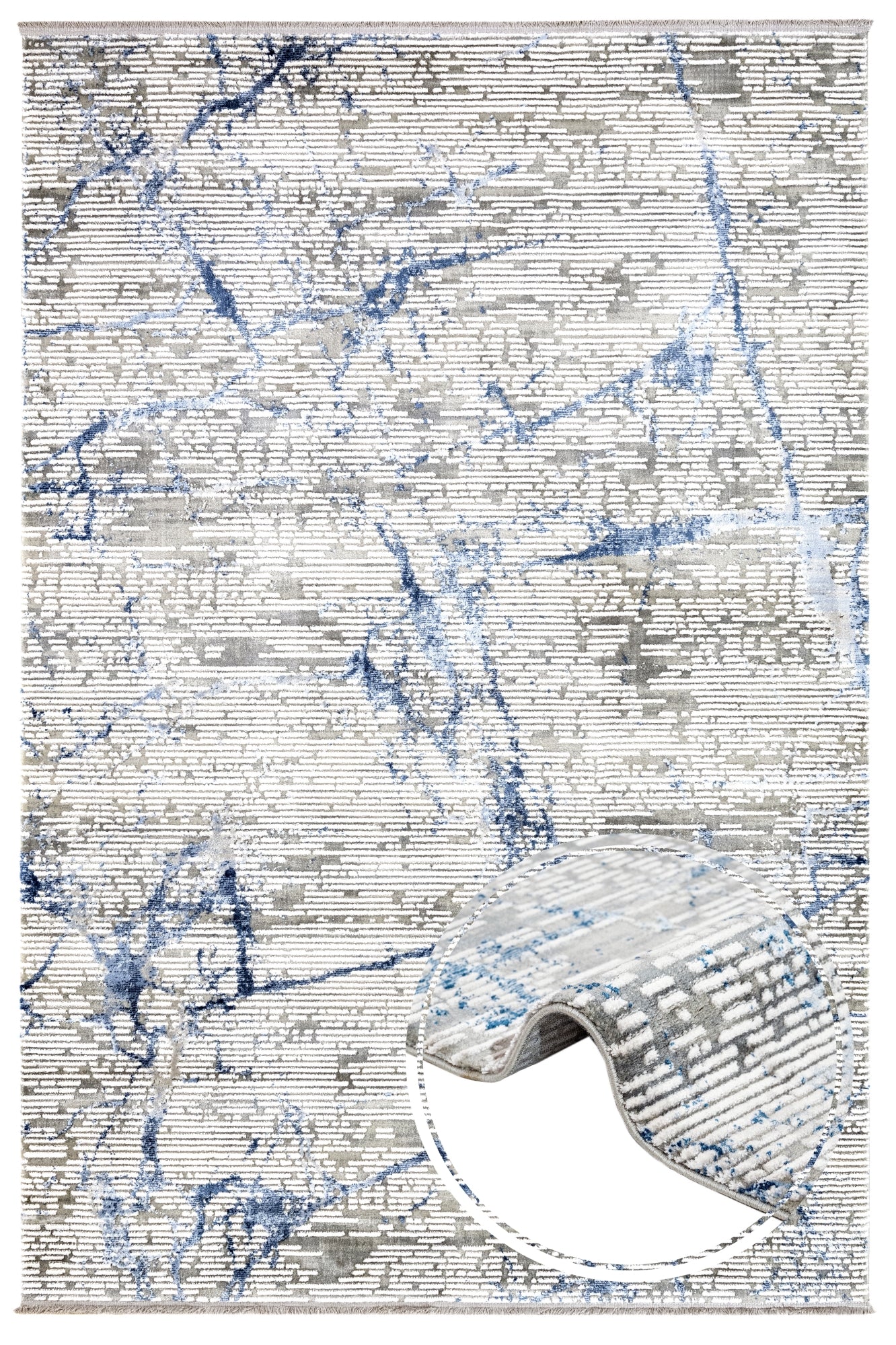 Beyaz Krem Abstract Dokulu Halı - Toz Vermez