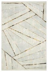 Light Blue Gray Modern Geometric Living Room Rug - Polyester