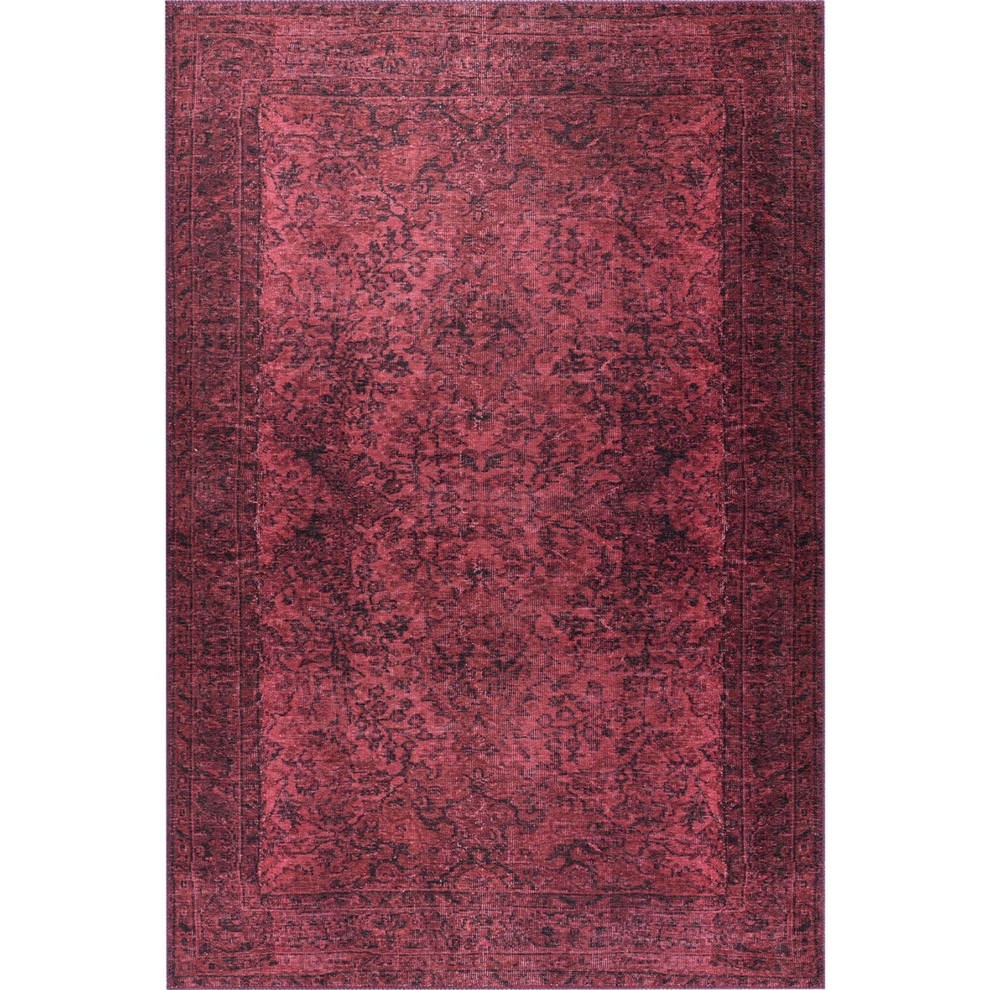 Birmingham Kırmızı Eskitme Pamuk Dijital Baskı Dekoratif Halı Artloop