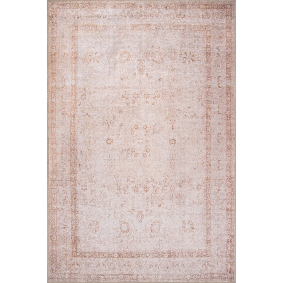 Distressed Pink and Beige Medallion Area Rug – image 2