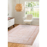 Tapis tissé à la machine blanc - rose, déstockage, 210x310 cm