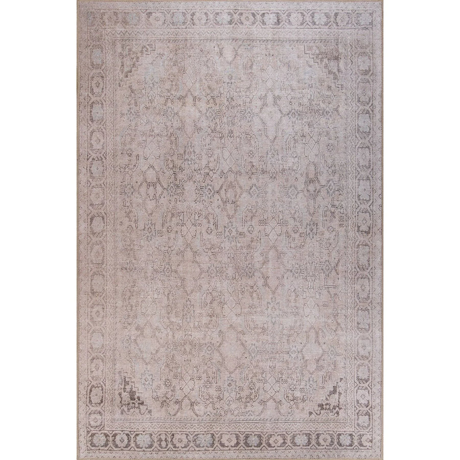 Modern Geometric Area Rug in Grey and Beige – in the living room