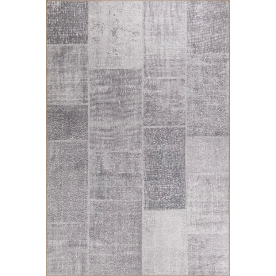Modern Geometric Grey and White Area Rug 230x230 cm (7'7" x 7'7") – in the living room