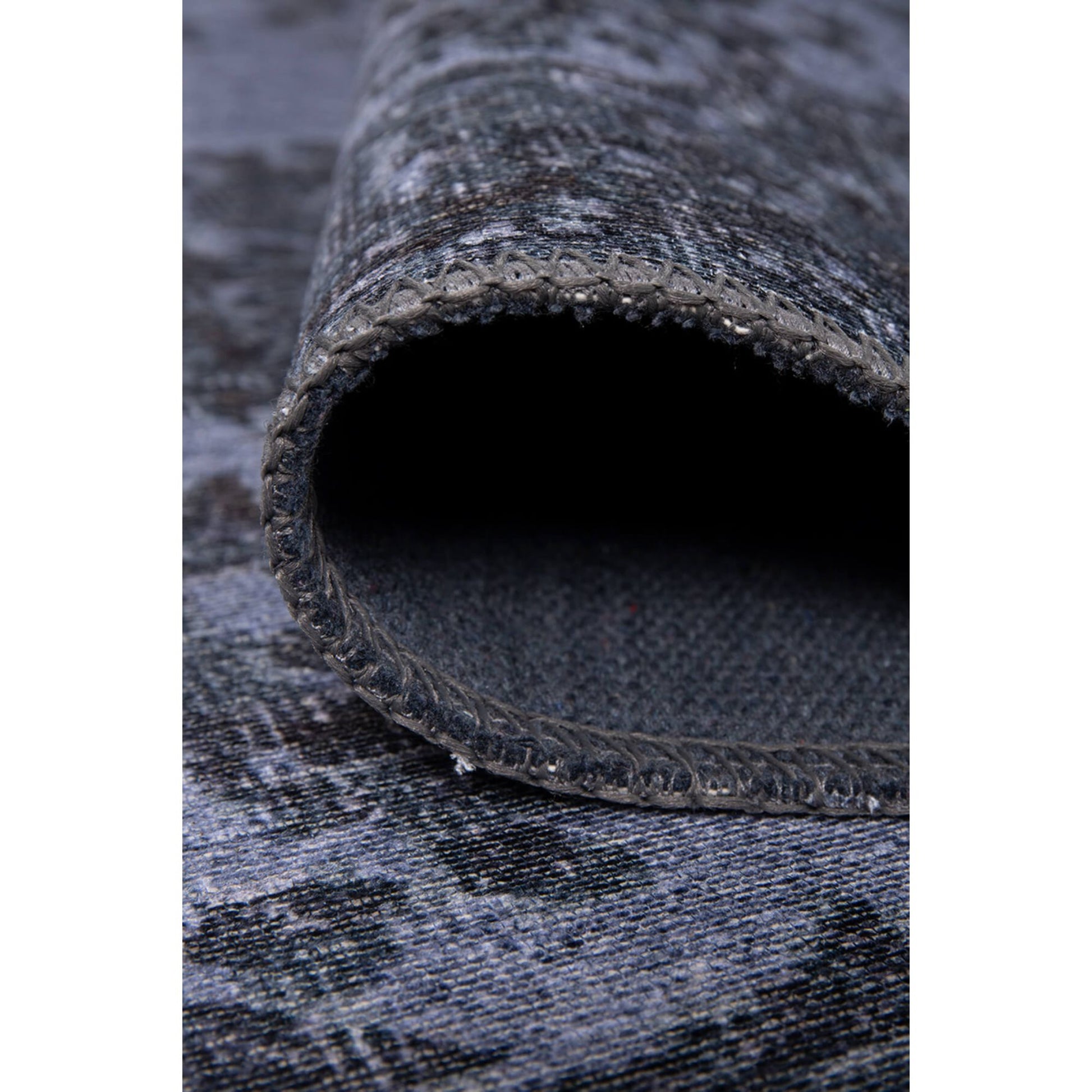 Preston Mavi Eskitme Pamuk Dijital Baskı Dekoratif Halı Artloop